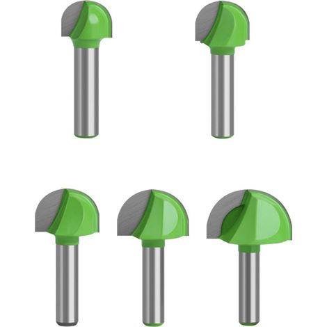 5 pièces fraises à rainure ronde 8mm queue CNC pour bois, Ø 16/18/22/25/32 mm