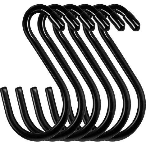 Filiyano-wxsp Lot de 12 crochets en S, grands, 15 cm, capacité de charge jusqu'à 30 kg, crochets de suspension en forme de S, noirs, robustes (1/5)