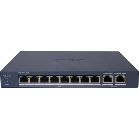 Hikvision Switch L2.smart Managed.8 Gigabit Poe Ports.2 Gigabit Rj45.5 802.3af/at.poe Power 60w