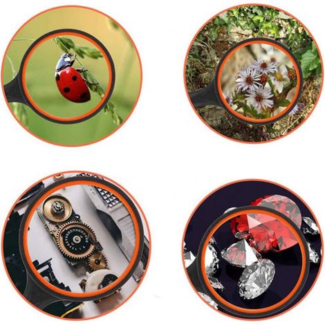 Loupe 10x pour enfants, loupe de 75mm, loupe avec poignée en caoutchouc souple antidérapante (1/3)