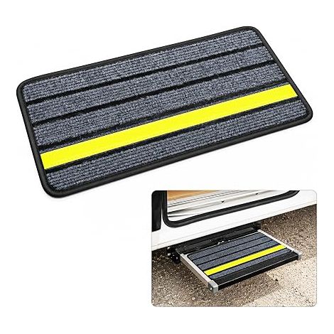 Tapis Marche Camping Car, 50x20 cm Autocollant pour Marchepied RV, Sol Antidérapant avec Bandes Réfléchissantes, Accessoire Campeur Gris (1/5)