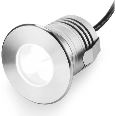 Projecteurs LED subaquatiques pour piscine, 3 W, 12-24 V CC, étanches IP68, en acier inoxydable et aluminium, pour piscines enterrées, escaliers, bassins et fontaines (blanc froid - 6000 K) (1/5)