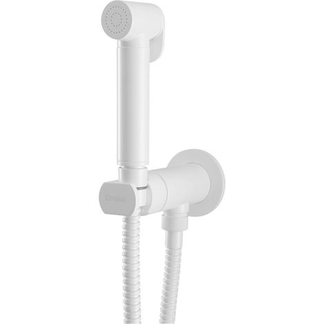 Mitigeur mural avec douchette bidet, rond, cartouche progressive, blanc mat (1/3)