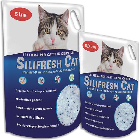 Sabbia Lettiera Antiodore Per Gatti Modello Silifresh Cat, misura3.8 LitricoloreLettiera