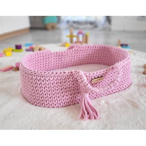 Cesta porta-bambole in cotone stile boho - rosa (1/5)