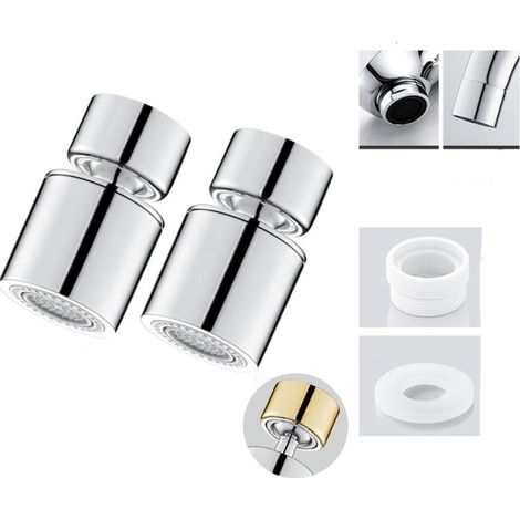 Aireador para grifo, aireador para grifo de cocina giratorio de 360°, 2 tipos de chorro, color plata, ángulo de 45°, 2 piezas. (1/5)