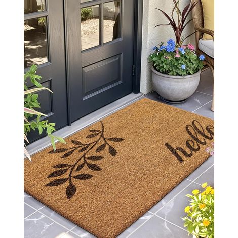 Paillasson d'extérieur 60 x 90 cm Paillasson de Haute qualité pour l'entrée, paillasson antidérapant et imperméable pour la terrasse, Le Balcon et la Porte d'entrée, résistant, Marron (1/5)