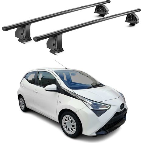 OMAC Stahl Dachträger Querträger Toyota Aygo II 2014-2022 – TÜV / DIN 75302:2019 – Abschließbar – Max. 75 kg – 2 Stangen – Schwarz (1/5)