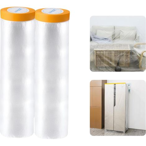 Rouleaux de film plastique de protection, 2 x 20 m, pour peindre et rénover canapés, fauteuils et lits (1/5)