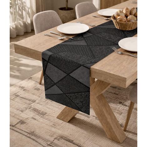 Chemin de Table Noir en PVC - Dimensions 180 x 30 cm - Design Moderne - Set de Table Rectangulaire Long pour Table, Meubles - Décoration de Salle à Manger et Cuisine pour Dîners et Fêtes (1/5)