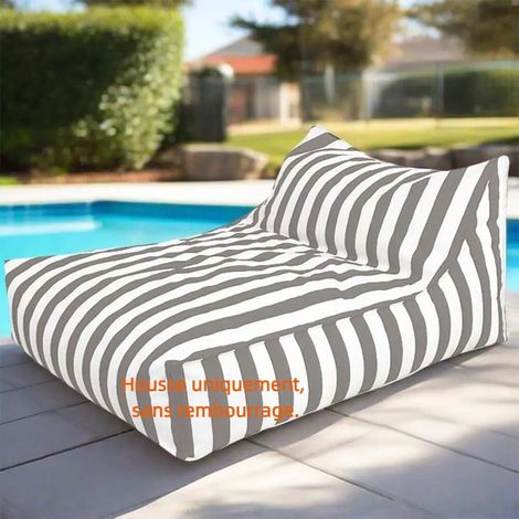Housse Pouf d'extérieur Imperméable(sans Rembourrage) Outdoor Housse de Pouf Oxford à Rayures, Fauteuils Poire Pouf Chaise pour Enfants Adultes pour Jardin, Plage, Piscine(Light Grey) (1/5)