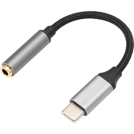 USB-C-auf-3,5-mm-Klinkenstecker-Adapter für Kopfhörer und Ohrhörer – Graues Kabel (1/5)
