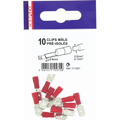 Männliche Clips rot Durchmesser 6.3 mm - 10 Stück