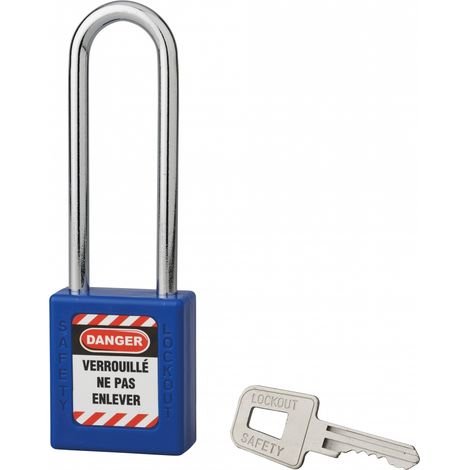 Lucchetto 40 mm con arco in acciaio  6 X 76 mm BLU, Lockout Tagout LOTO - THIRARD