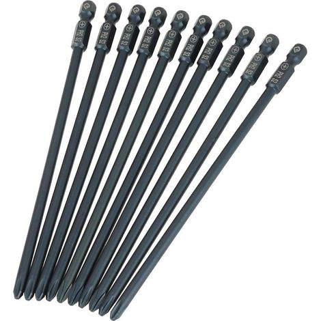 Set di 10 cacciaviti, 150 mm – acciaio S2 – esagonale da 1/4" – testa a croce PH2 – magnetico – set di inserti