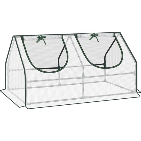 Mini invernadero de exterior para balcón 120 x 60 x 60 cm blanco acero y PE 140 g/m² (1/5)