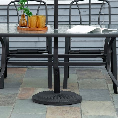 Base parapluie jardin poids net 14kg porte-parasol adapté poteaux métalliques ciment 35/38/48mm terrasse extérieure Ø49x32cm, noir