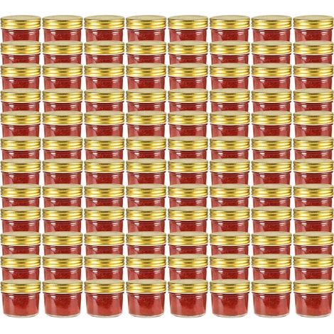 Pots à confiture avec couvercle doré 96 pcs Verre 110 ml (1/5)