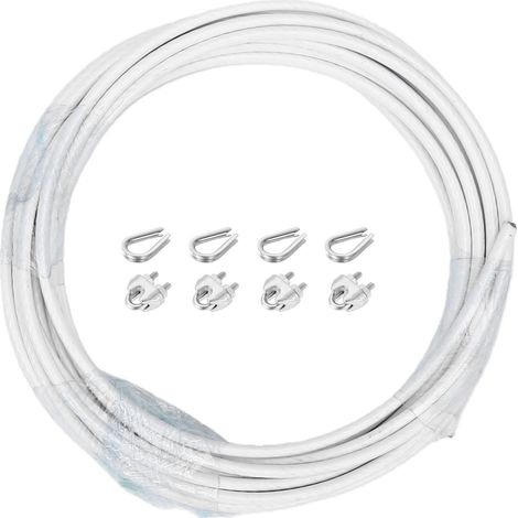 Câble en acier 33ft avec mandrin à vis et cosse 1/4in pour garde-corps, terrasse, lignes à linge acier inoxydable 304 (1/5)
