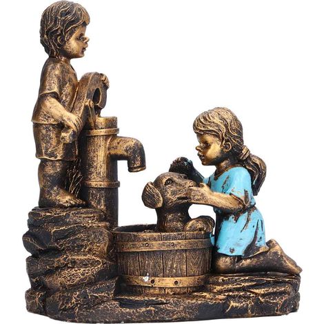 Gartenfiguren aus Kunstharz für Kinder, Retro-Stil, Jungen- und Mädchenfiguren, bezaubernd und farbenfroh, Gartendekoration