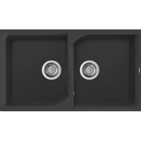 Lavello Elleci Incasso 2 vasche 86x50 Ego 450 Granitek Nero LGE45040 (1/5)
