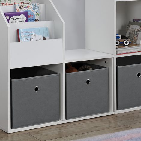Set de 10 x Caja de almacenamiento plegable - 28x30x30cm - Juego de 10 Cajas Almacenaje - Organizadoras con Asa - Contenedores para Ropa o Juguetes - Gris oscuro [en.casa] (1/5)