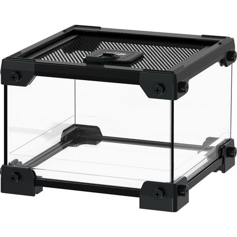 Terrario de cristal con red para reptiles y anfibios, ventilado, 20 x 20 x 15 cm. (1/5)