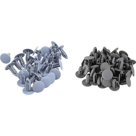 50 rivets en plastique gris avec trou de 8 mm et 30 vis de fixation en plastique, clips de pare-chocs à bride grise (1/5)