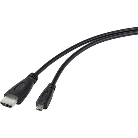 TRU COMPONENTS  HDMI-Kabel Raspberry Pi® [1x HDMI-Stecker - 1x HDMI-Stecker D Micro] 1.80 m Schwarz (1/3)