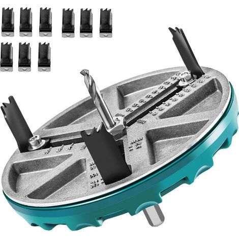 Réglable Scie Cloche, 45 130mm Scie Cloches Trou De Scie Réglable, Scie Cloche Reglable Bois Ouvre Trou De Travail Du Bois Outils Hole Saw Avec 12 Lames Pour Plastique, Boi, Plâtre, Gypse (1/5)