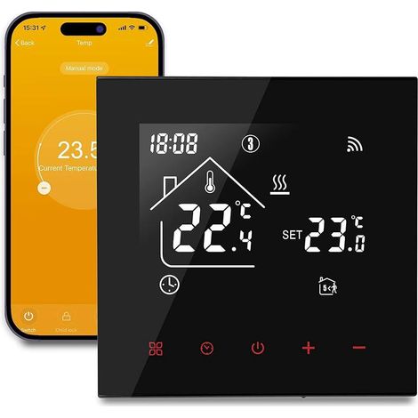 Termostato inteligente WiFi FOREHILL para el hogar, termostato inteligente para calefacción por suelo radiante, termostato ambiente programable inalámbrico, compatible con FOREHILL y Google Home 3A, n (1/4)