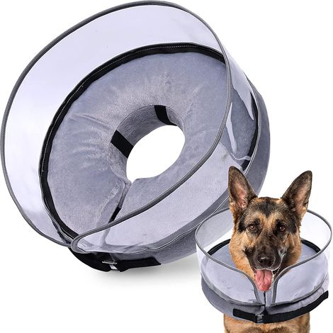 Collier de protection gonflable pour chien, cône doux anti-léchage après chirurgie, adapté aux petites, moyennes et grandes races, collier de convalescence réglable, oreiller de cou confortable, 1 piè (1/2)