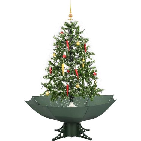 Arbre de Noël Sapin de Noël neigeux avec base de parapluie Vert 140 cm (1/5)