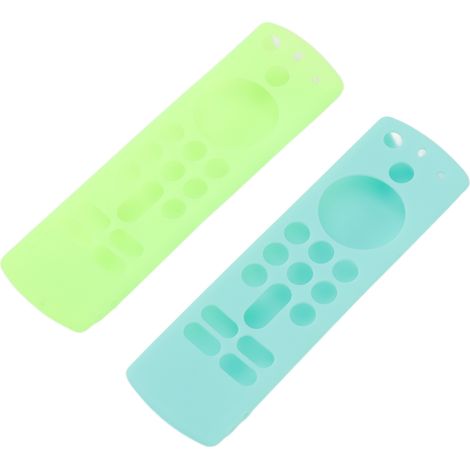2 housses protectrices en silicone pour télécommande vocale 3e génération, antidérapantes et antichoc, avec cordon, vert lumineux et bleu glacé (1/5)