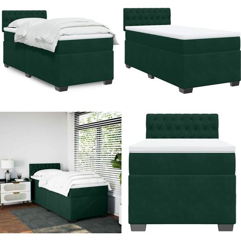 Boxspringbett mit Matratze Dunkelgrün 100x200 cm Samt - Samtbett - Boxspringbett - Doppelbett - Bettenrahmen - Luxusbett - Home & Living