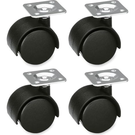 Lot de 4 Roulettes Meubles 39mm Nylon - 25kg/Roue Platine Acier pour Chaises Bureau & Tables Basses (1/5)
