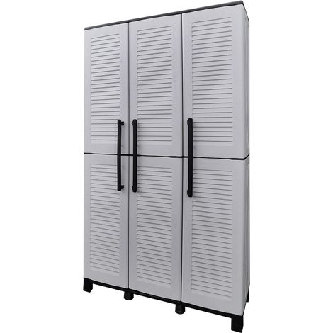 Armoire Haute Polypropylène Gris Rangement Polyvalent Avec Porte-balais - Art Plast