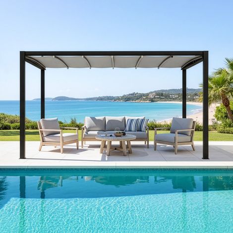 Pergola motorisée 12m2 aluminium anthracite X-Metal (1/5)