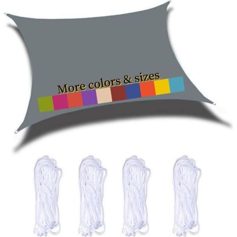 Rechteckiges Sonnensegel 2x2m, wasserdichtes PES-Sonnentuch, 98% UV-Schutz, für Garten, Terrasse, Balkon, Poolparty und Outdoor-Aktivitäten, Dunkelgrau