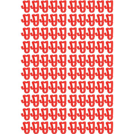 100 Clips/Haken für Lichterketten, strapazierfähiger Kunststoff, einfache Montage, vielseitig einsetzbar für Partydekorationen, Rot (1/5)