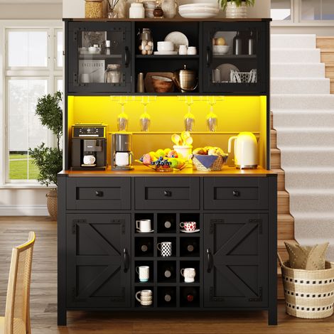 Schrank Aufbewahrung LED 120x40x170cm Landhaus OKMYHOME (1/5)