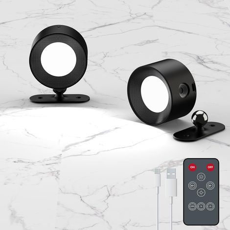 2 pezzi di applique da parete a LED con controllo Reome, 3 livelli di luminosità, rotazione a 360°, applique magnetiche a batteria per soggiorno (1/4)