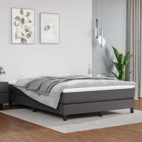 Matelas ressorts ensachés fermeté moyenne en similicuir blanc et gris 140 x 190 x 20 cm - PANGIVO (1/5)
