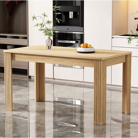 Table à manger rectangulaire 116 x 65 x 75 cm effet chêne, structure à quatre pieds HAVRYA (1/5)