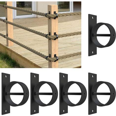 Lntyq 5er-Pack Juteseilhalter, Hanfseilhaken, Hanfseilstützen für Terrassen, Zäune, Treppengeländer (1/5)