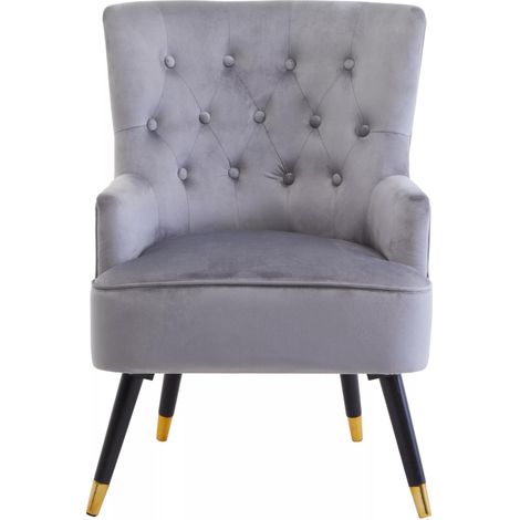 Interiors by Premier Grey Velvet Tufted Chair, High quality Velvet Dining Chair, HighBack Grey Accent Armchair (1/5)