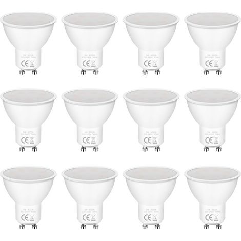 Ampoules LED GU10 (paquet de 12), 5W (équivalent à une ampoule incandescente de 50W), 400 lumens, angle de faisceau de 120°, non dimmable, LED blanc chaud basse consommation. (1/5)