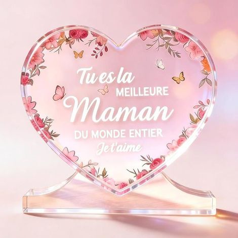 Cadeau Fete des Meres,Cadeaux pour Maman Anniversaire,Acrylique Heart Type Décoration Cadeau pour Mamans,Cadeaux Me OBJET DECORATIF