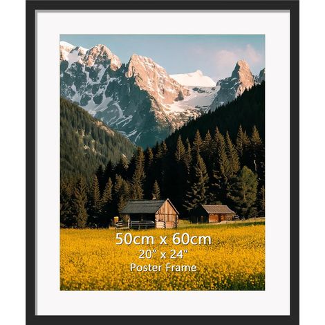 Cadre Photo 50x60 Noir en Alliage d'aluminium avec Passe-Partout pour Placer 40x50 ou 50x60 Photo pour Accrocher au Mur (1/5)