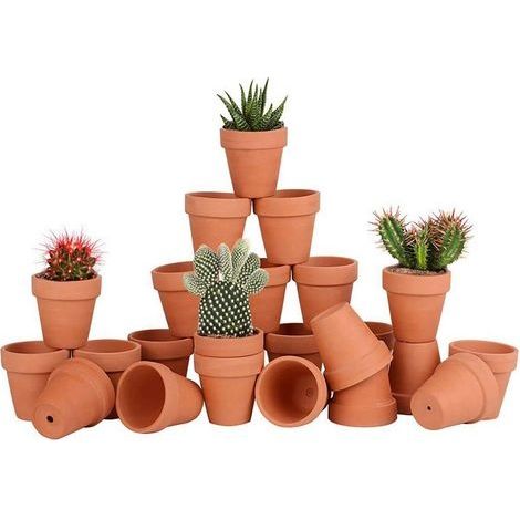 Lot de 28 Pots de Fleurs,Petite Terre Cuite Pots avec Trou de Drainage pour l'intérieur, extérieur, Plante Jardin Balcon Décoration Mariage Fête Maison et Chambre 5.5cm (1/5)